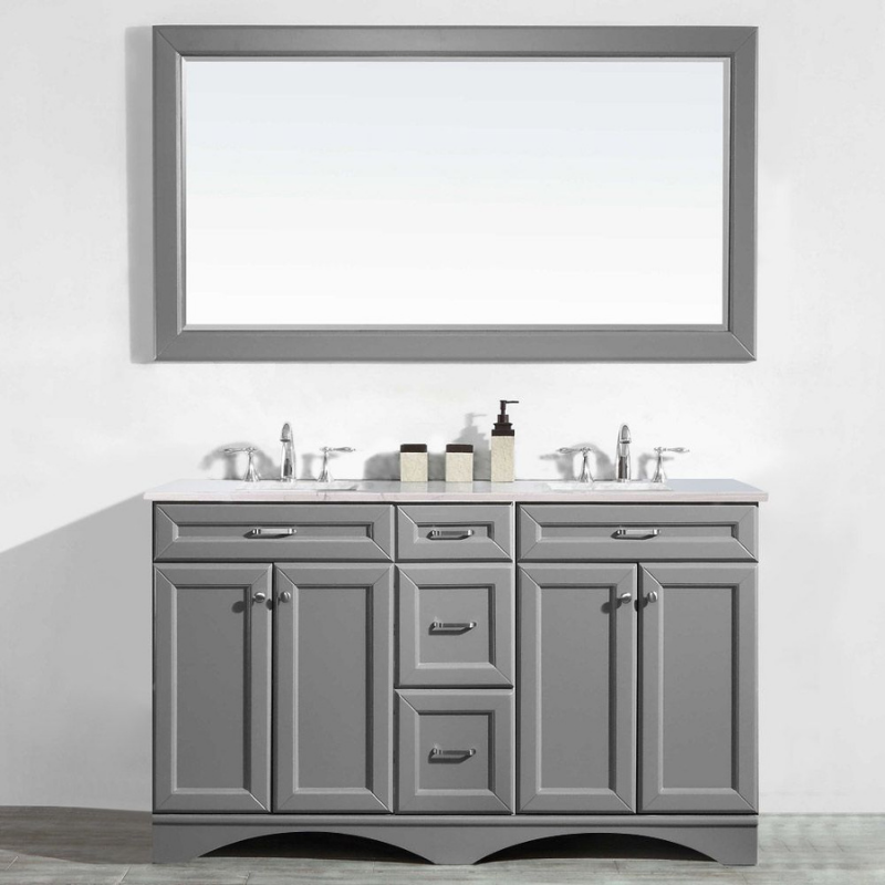 mobilier baie cu lavoar dublu si oglinda