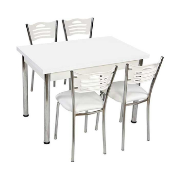 set masa extensibila cu scaune alb